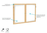 Ghent 2 Door Enclosed Porcelain Whiteboard, Magnetic, Oak Wood Frame, 3'H x 4'W (GHE - PW23648M - M1) - SchoolOutlet