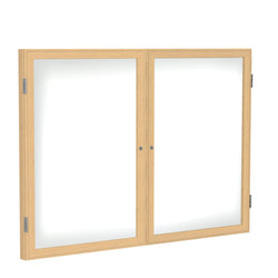 Ghent 2 Door Enclosed Porcelain Whiteboard, Magnetic, Oak Wood Frame, 3'H x 4'W (GHE-PW23648M-M1)