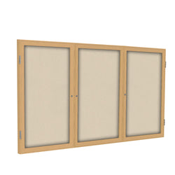 Ghent 3 Door Enclosed Fabric Bulletin Board, Oak Wood Frame, 3'H x 6'W (GHE-PW33672F-XX)