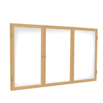 Ghent 3 Door Enclosed Porcelain Whiteboard, Magnetic, Oak Wood Frame, 3'H x 6'W (GHE - PW33672M - M1) - SchoolOutlet