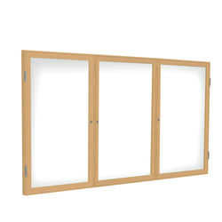 Ghent 3 Door Enclosed Porcelain Whiteboard, Magnetic, Oak Wood Frame, 3'H x 6'W (GHE-PW33672M-M1)