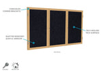 Ghent 3 Door Enclosed Recycled Rubber Bulletin Board, Oak Wood Frame, 3'H x 6'W (GHE - PW33672TR - XX) - SchoolOutlet