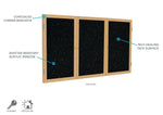 Ghent 3 Door Enclosed Recycled Rubber Bulletin Board, Oak Wood Frame, 3'H x 6'W (GHE - PW33672TR - XX) - SchoolOutlet