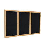Ghent 3 Door Enclosed Recycled Rubber Bulletin Board, Oak Wood Frame, 3'H x 6'W (GHE - PW33672TR - XX) - SchoolOutlet