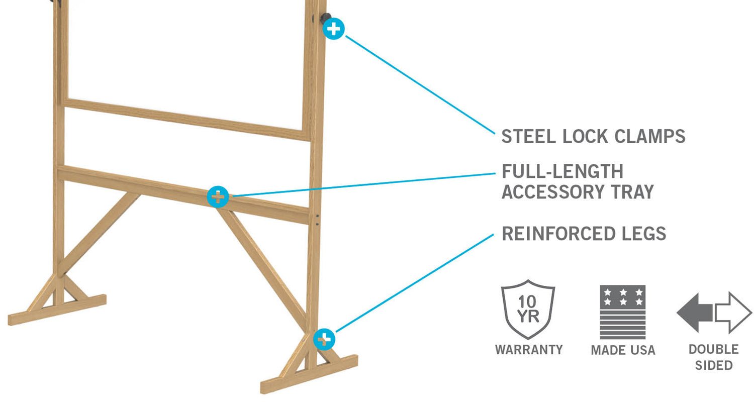 Ghent Reversible Whiteboard / Cork Bulletin Board, Wood Frame, 4'H x 6'W (GHE - RMK46) - SchoolOutlet
