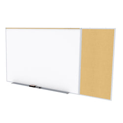 Ghent Combo Board, Magnetic Porcelain Whiteboard and Natural Cork Bulletin Board, Satin Aluminum Frame, Style C, 4'H x 12'W (GHE-SPC412C-K)