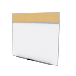 Ghent Combo Board, Magnetic Porcelain Whiteboard and Natural Cork Bulletin Board, Satin Aluminum Frame, Style A, 5'H x 12'W (GHE-SPC512A-K)