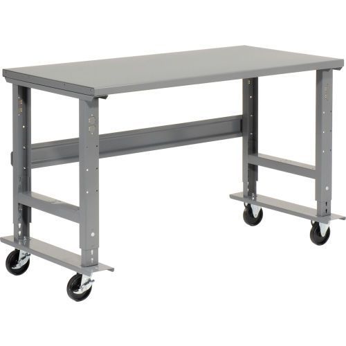 Global Industrial Mobile Workbench, 48"W x 30"D, Adjustable Height, Steel Square Edge (GLB - 183150A) - SchoolOutlet