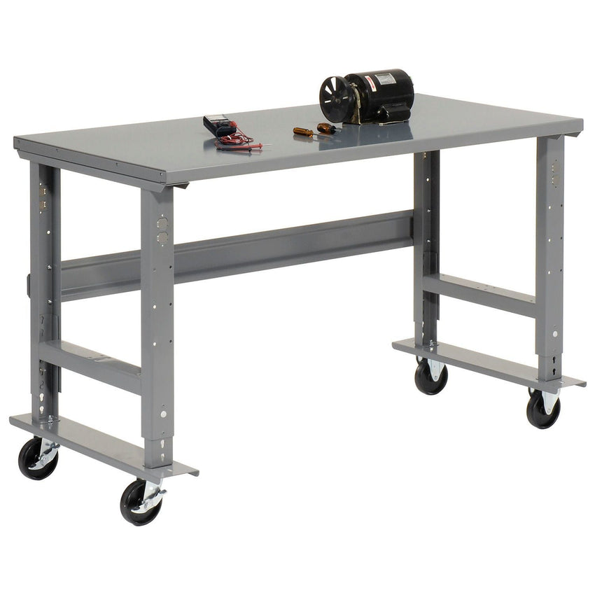 Global Industrial Mobile Workbench, 48"W x 30"D, Adjustable Height, Steel Square Edge (GLB - 183150A) - SchoolOutlet