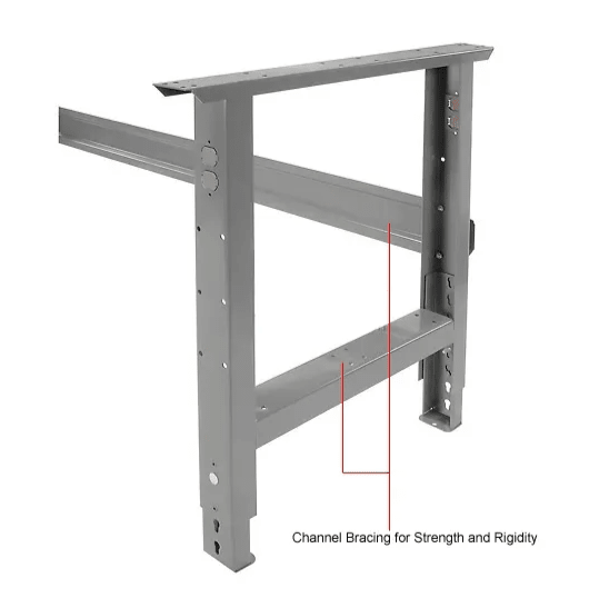 Global Industrial Adjustable Height Workbench, 48"W x 36"D, Steel Square Edge, Gray (GLB - 183151) - SchoolOutlet