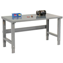Global Industrial Adjustable Height Workbench, 48"W x 36"D, Steel Square Edge, Gray (GLB-183151)