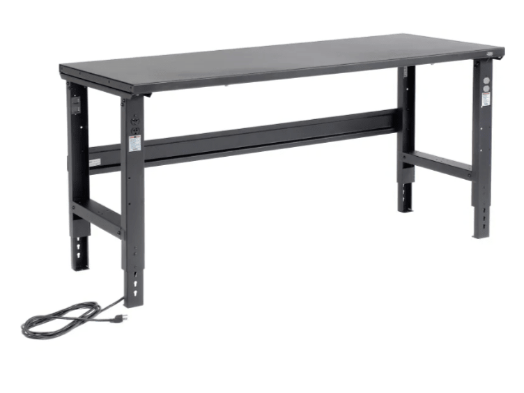 Global Industrial Adjustable Height Workbench, 60"W x 30"D, Steel Square Edge, Black (GLB - 183152BK) - SchoolOutlet