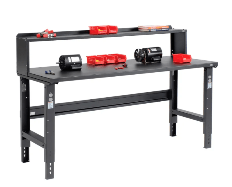 Global Industrial Adjustable Height Workbench, 60"W x 30"D, Steel Square Edge, Black (GLB - 183152BK) - SchoolOutlet