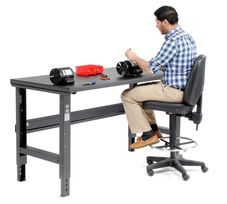 Global Industrial Adjustable Height Workbench, 60"W x 30"D, Steel Square Edge, Black (GLB - 183152BK) - SchoolOutlet