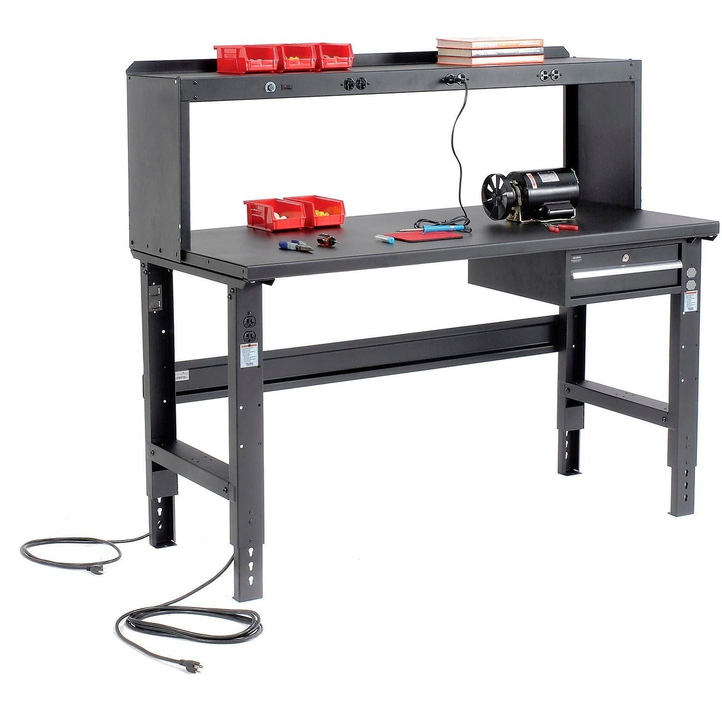 Global Industrial Adjustable Height Workbench, 60"W x 30"D, Steel Square Edge, Black (GLB - 183152BK) - SchoolOutlet