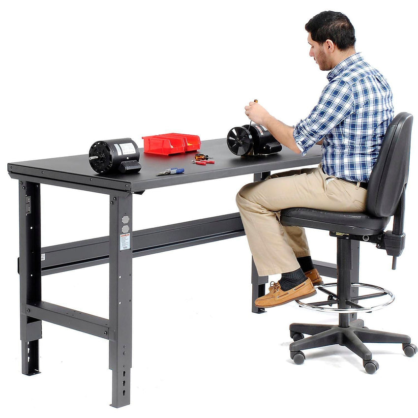 Global Industrial Adjustable Height Workbench, 60"W x 30"D, Steel Square Edge, Black (GLB - 183152BK) - SchoolOutlet