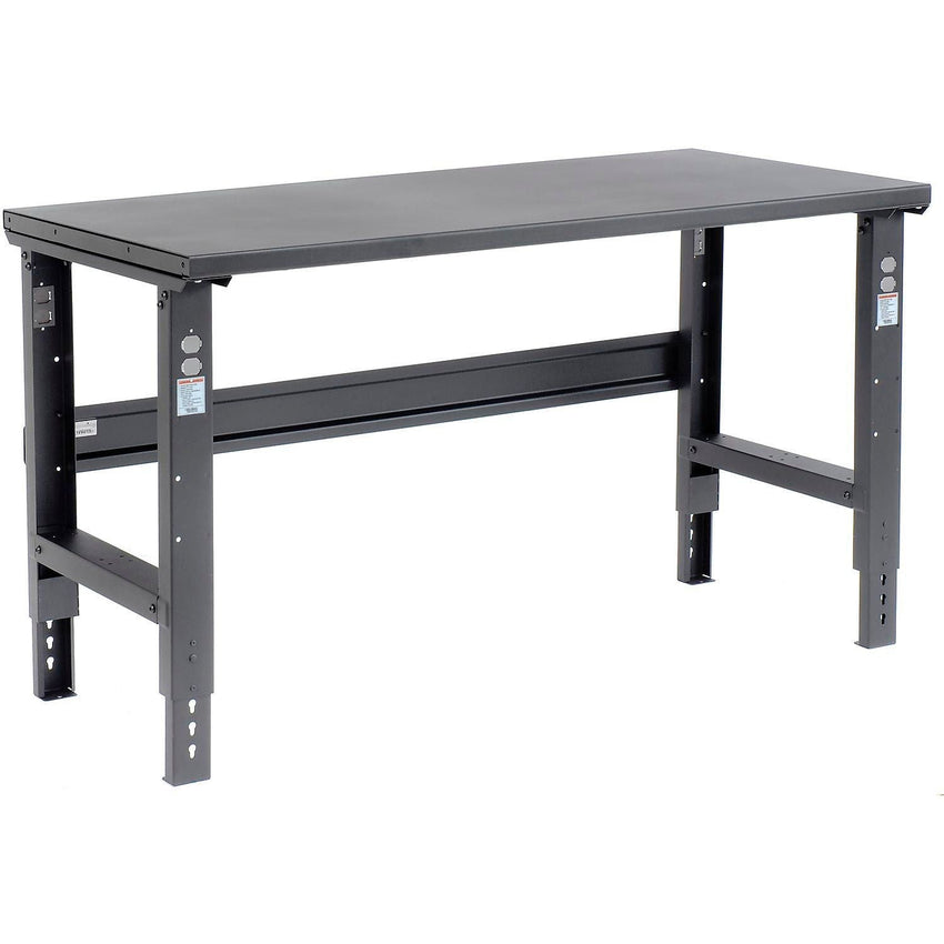 Global Industrial Adjustable Height Workbench, 60"W x 30"D, Steel Square Edge, Black (GLB - 183152BK) - SchoolOutlet
