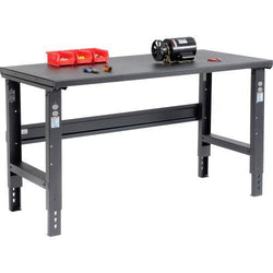 Global Industrial Adjustable Height Workbench, 60"W x 30"D, Steel Square Edge, Black (GLB-183152BK)