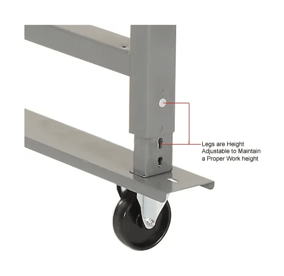 Global Industrial Mobile Workbench, 60"W x 36"D, Adjustable Height, Steel Square Edge (GLB - 183153A) - SchoolOutlet
