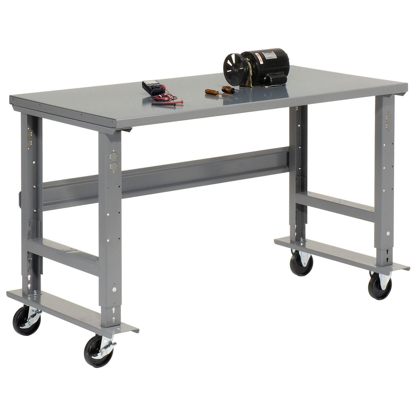 Global Industrial Mobile Workbench, 60"W x 36"D, Adjustable Height, Steel Square Edge (GLB - 183153A) - SchoolOutlet