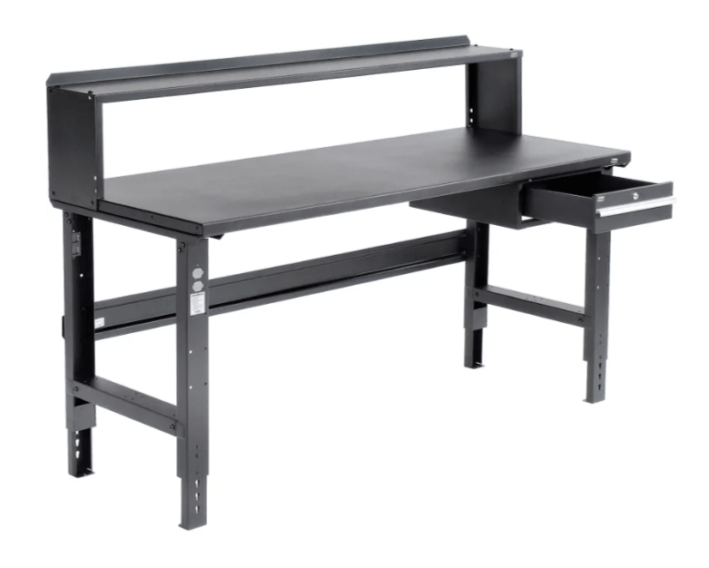 Global Industrial Adjustable Height Workbench, 72"W x 30"D, Steel Square Edge, Black (GLB - 183154BK) - SchoolOutlet