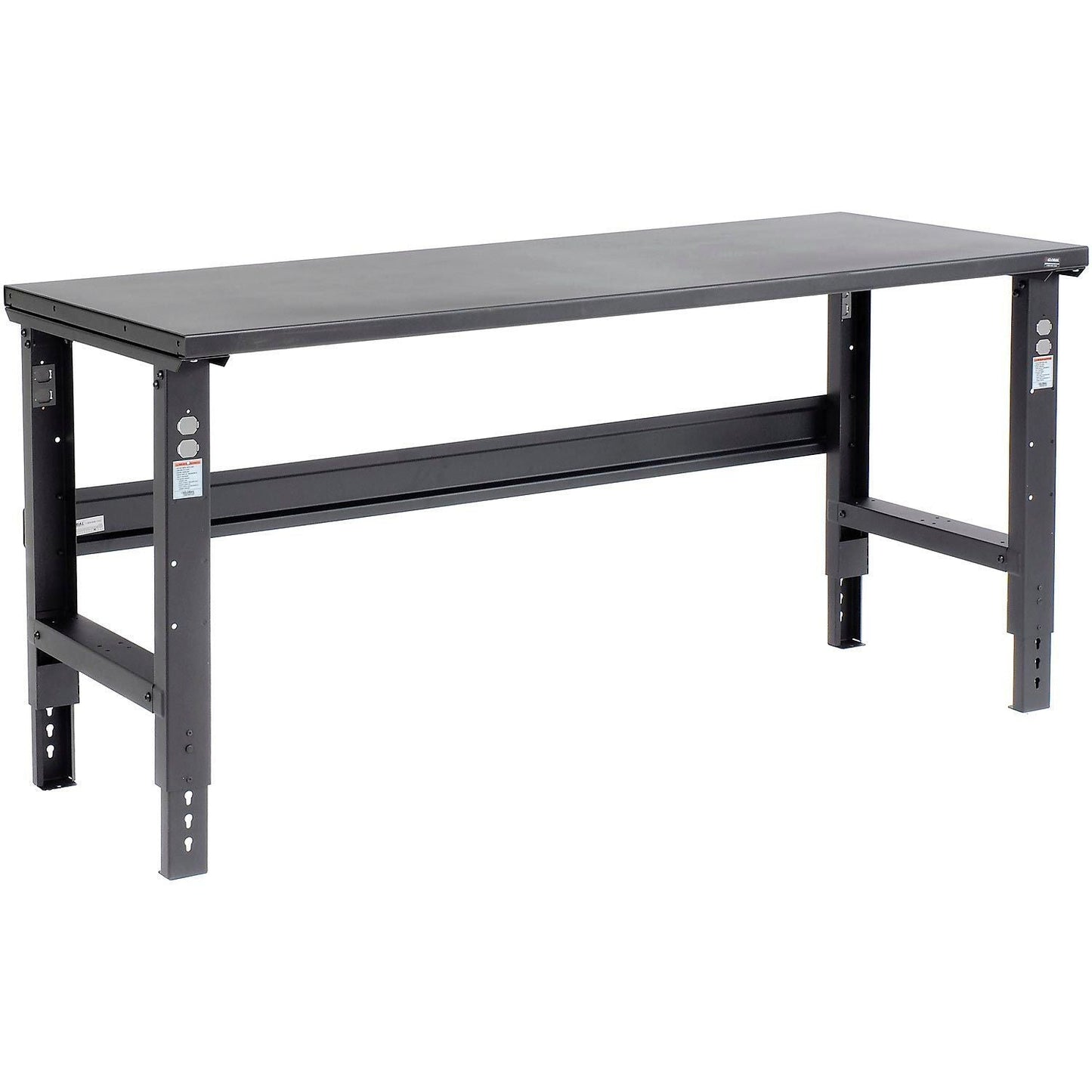Global Industrial Adjustable Height Workbench, 72"W x 30"D, Steel Square Edge, Black (GLB - 183154BK) - SchoolOutlet