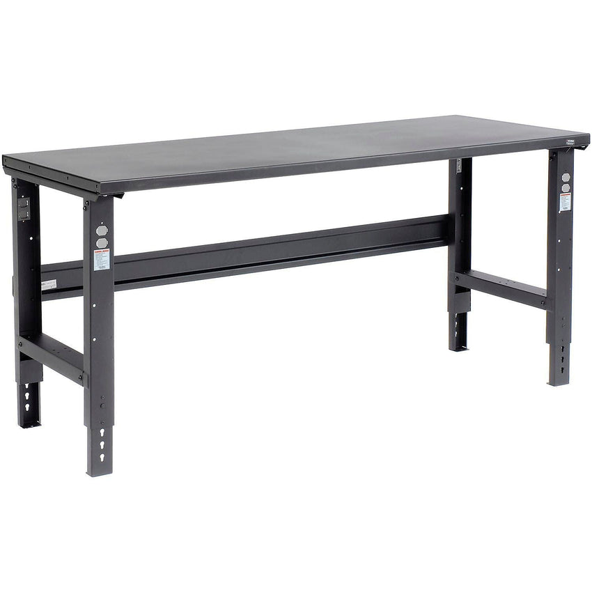 Global Industrial Adjustable Height Workbench, 72"W x 30"D, Steel Square Edge, Black (GLB - 183154BK) - SchoolOutlet