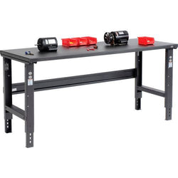 Global Industrial Adjustable Height Workbench, 72"W x 30"D, Steel Square Edge, Black (GLB-183154BK)