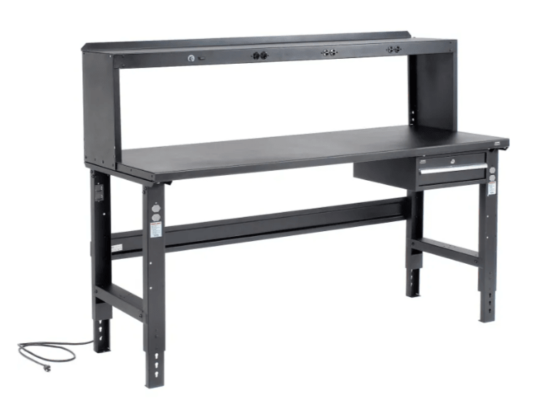 Global Industrial Adjustable Height Workbench, 72"W x 30"D, Steel Square Edge, Black (GLB - 183154BK) - SchoolOutlet