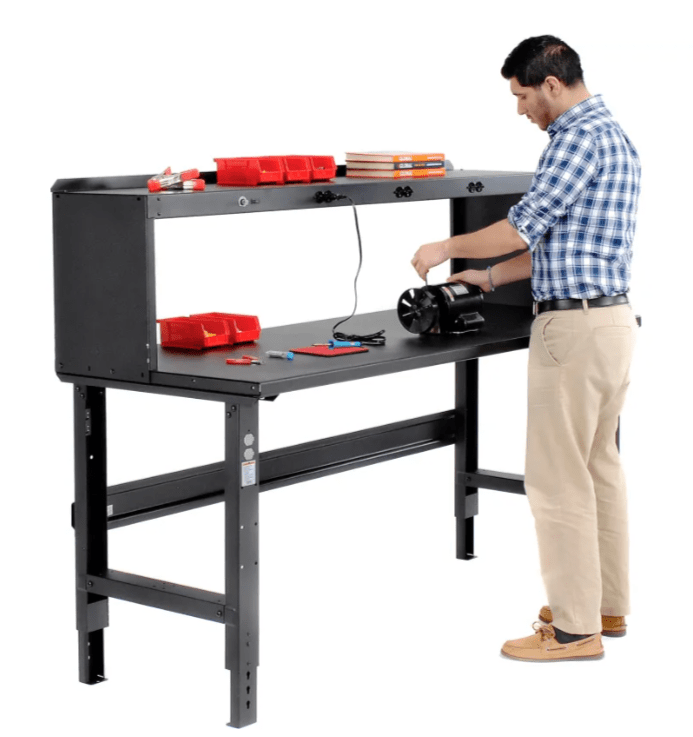 Global Industrial Adjustable Height Workbench, 72"W x 30"D, Steel Square Edge, Black (GLB - 183154BK) - SchoolOutlet