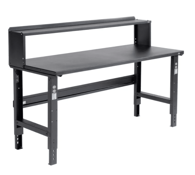 Global Industrial Adjustable Height Workbench, 72"W x 30"D, Steel Square Edge, Black (GLB - 183154BK) - SchoolOutlet