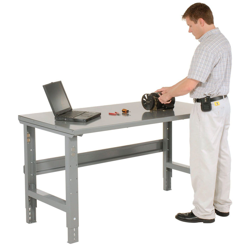Global Industrial Adjustable Height Workbench, 72"W x 36"D, Steel Square Edge, Gray (GLB - 183155) - SchoolOutlet