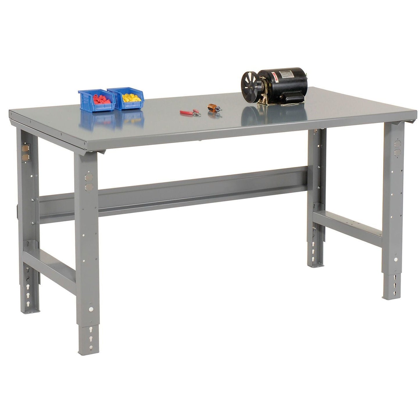 Global Industrial Adjustable Height Workbench, 72"W x 36"D, Steel Square Edge, Gray (GLB - 183155) - SchoolOutlet