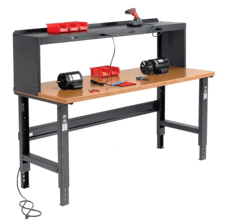 Global Industrial Adjustable Height Workbench, 72"W x 30"D, Shop Top Safety Edge, Black (GLB - 183985BK) - SchoolOutlet