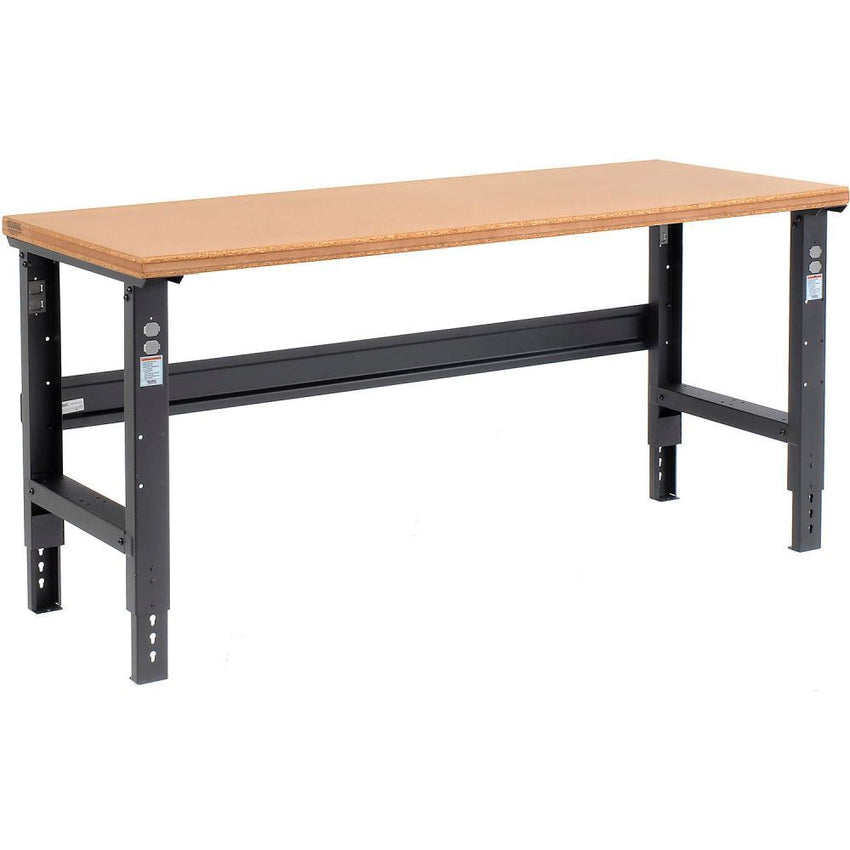Global Industrial Adjustable Height Workbench, 72"W x 30"D, Shop Top Safety Edge, Black (GLB - 183985BK) - SchoolOutlet