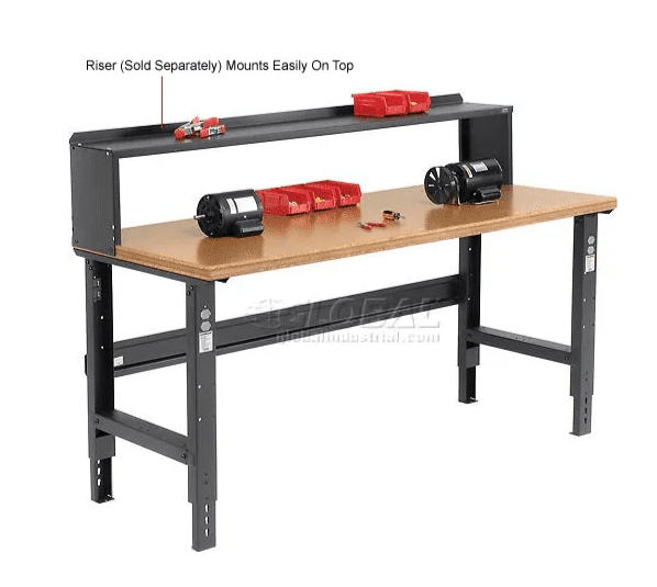 Global Industrial Adjustable Height Workbench, 72"W x 30"D, Shop Top Safety Edge, Black (GLB - 183985BK) - SchoolOutlet