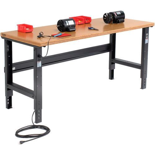 Global Industrial Adjustable Height Workbench, 72"W x 30"D, Shop Top Safety Edge, Black (GLB - 183985BK) - SchoolOutlet