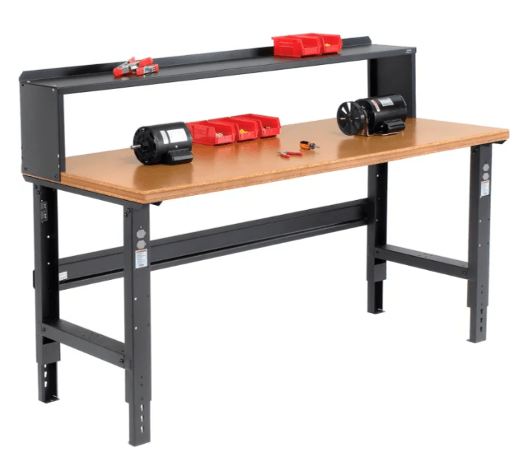 Global Industrial Adjustable Height Workbench, 72"W x 36"D, Shop Top Safety Edge, Black (GLB - 183986BK) - SchoolOutlet