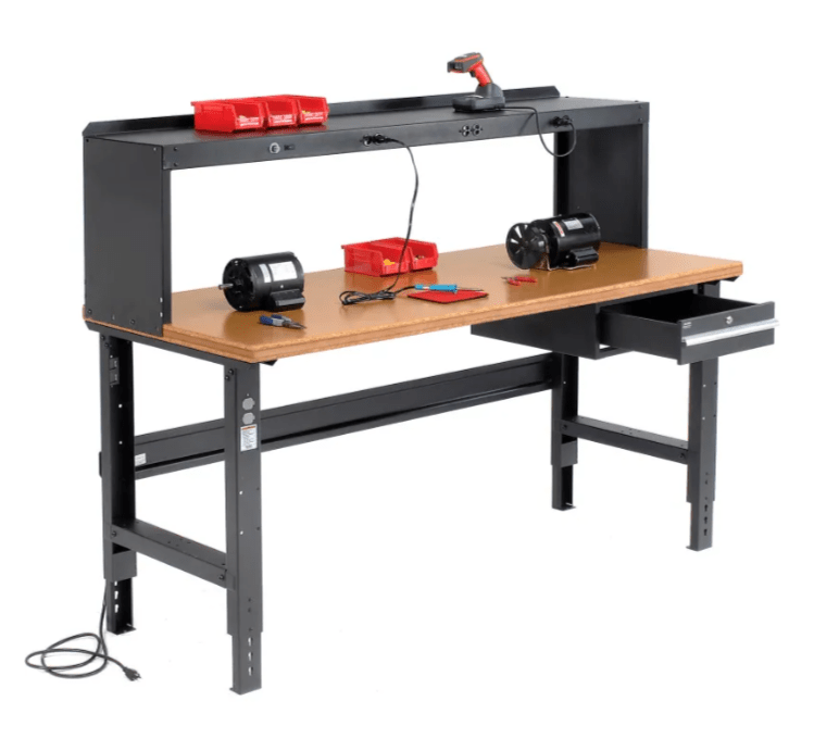 Global Industrial Adjustable Height Workbench, 72"W x 36"D, Shop Top Safety Edge, Black (GLB - 183986BK) - SchoolOutlet