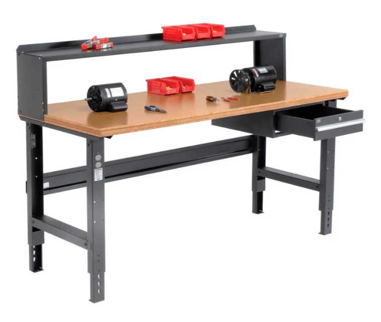 Global Industrial Adjustable Height Workbench, 72"W x 36"D, Shop Top Safety Edge, Black (GLB - 183986BK) - SchoolOutlet