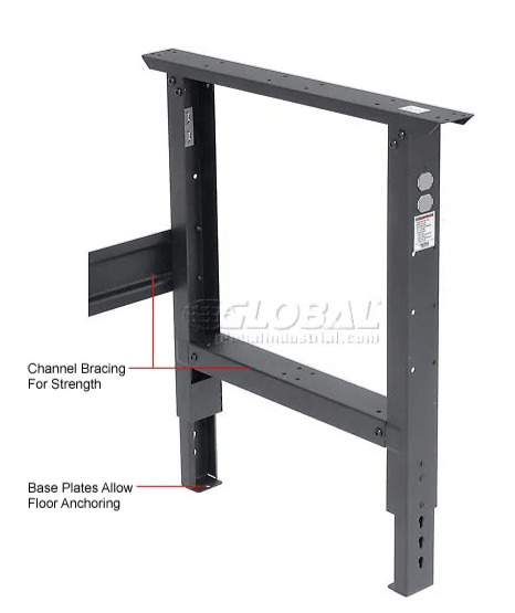 Global Industrial Adjustable Height Workbench, 72"W x 36"D, Shop Top Safety Edge, Black (GLB - 183986BK) - SchoolOutlet