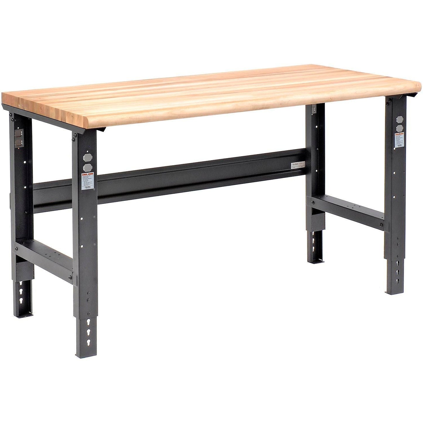 Global Industrial Adjustable Height Workbench, 60 x 30", Maple Safety Edge, Black (GLB - 183987BK) - SchoolOutlet