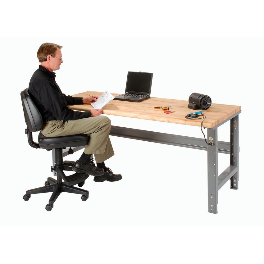 Global Industrial Adjustable Height Workbench, 72"W x 30"D, Maple Butcher Block Safety Edge, Gray (GLB - 183988) - SchoolOutlet