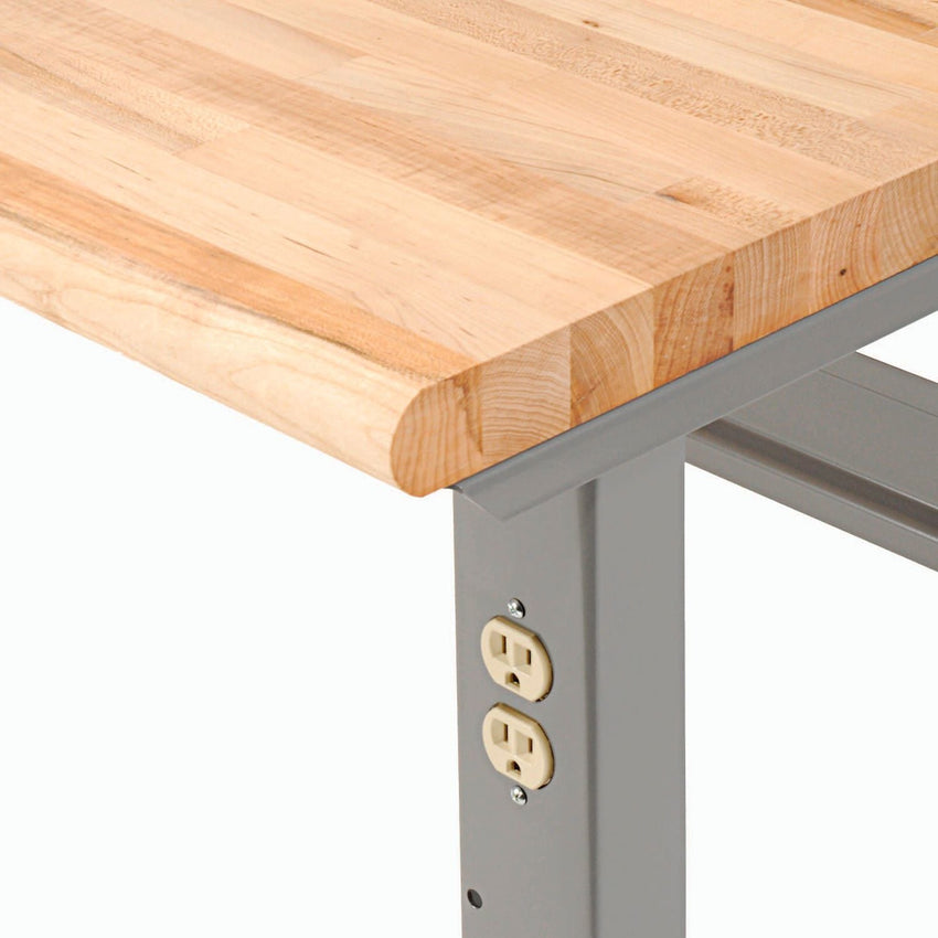 Global Industrial Adjustable Height Workbench, 72"W x 30"D, Maple Butcher Block Safety Edge, Gray (GLB - 183988) - SchoolOutlet