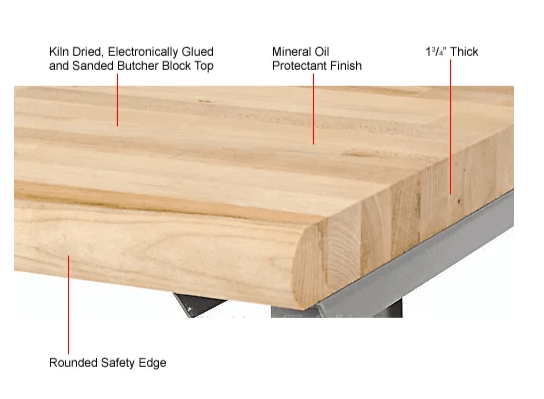Global Industrial Adjustable Height Workbench, 72"W x 30"D, Maple Butcher Block Safety Edge, Gray (GLB - 183988) - SchoolOutlet
