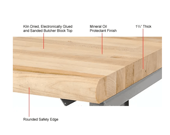 Global Industrial Mobile Workbench, 72"W x 30"D, Adjustable Height, Maple Safety Edge (GLB - 183988A) - SchoolOutlet