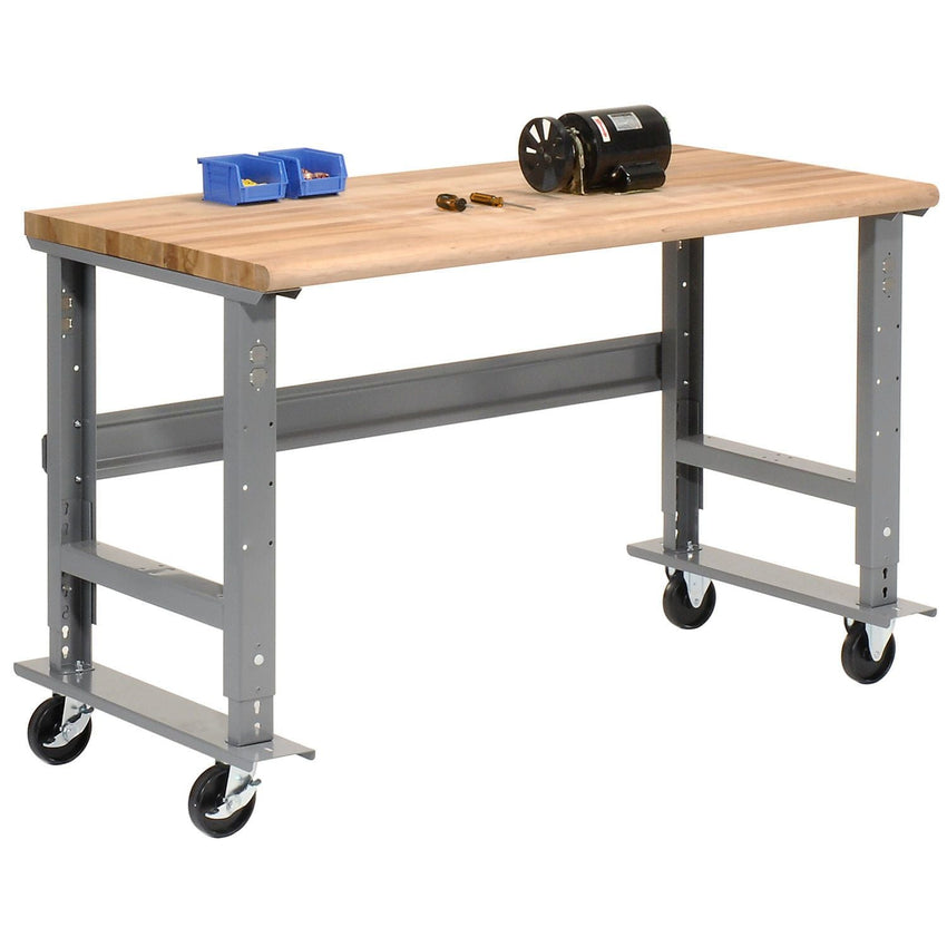 Global Industrial Mobile Workbench, 72"W x 36"D, Adjustable Height, Maple Safety Edge (GLB - 183989A) - SchoolOutlet