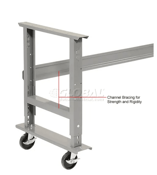 Global Industrial Mobile Workbench, 72"W x 36"D, Adjustable Height, Maple Safety Edge (GLB - 183989A) - SchoolOutlet