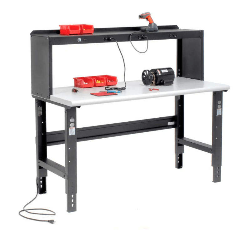 Global Industrial Adjustable Height Workbench, 60"W x 30"D, Laminate Safety Edge, Black (GLB - 183990BK) - SchoolOutlet