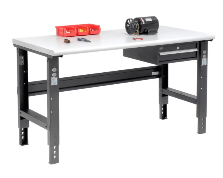 Global Industrial Adjustable Height Workbench, 60"W x 30"D, Laminate Safety Edge, Black (GLB - 183990BK) - SchoolOutlet